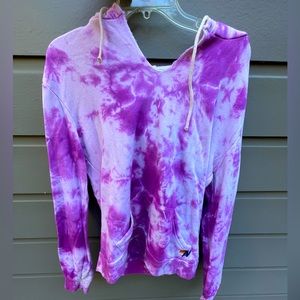 Super Rare Aviator Nation Hand Dyed Purple/Pink Raw V-Neck Hoodie Medium